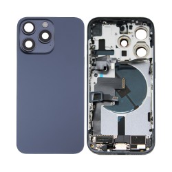 Tampa Traseira+Frame+Flex+Vibrator Apple iPhone 15 Pro com  Wireless Charge+Flashlight Flex Titânio Azul